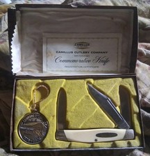 Vintage 1976 Camillus 100 Anniversary 2 Blade Folding Knife Key Chain In Box picture