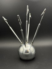 Vintage Sputnik Atomic 5 Arm Telescoping Photo Memo Card Holder MCM Chrome picture