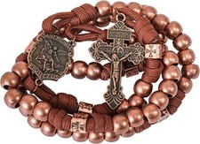 St Michael Paracord Rosary Heavy Duty Rosary Alloy Beads Corded Necklace 20