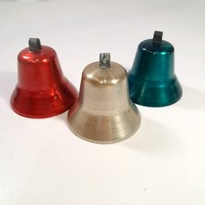 Vintage Carol Tone Bells made in USA Metal bells green red silver Christmas picture