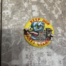 Vintage Rare 1966 Topps Ugly Monster Button Pinback Keep Our City Clean  picture