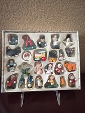 Vintage Leewards 24 Mini Wooden Christmas Ornaments Boxed Set Folk Art picture