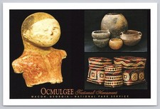 Ocmulgee National Monument Postcard Macon GA Artifacts Baskets Pottery Effigy picture