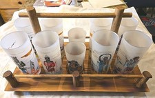 1950’s KNOX OIL Co FAMOUS OKLAHOMA INDIANS 10 GLASSES & TRAY-Acee BLUE EAGLE #1 picture
