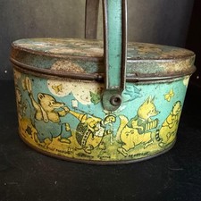 Vintage Tindeco Peter Rabbit Parade Easter Candy Tin Pail Oval Litho 1920s picture