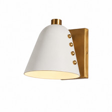 Cresta Studded Sconce • Vintage Mid Century Brass Shade Wall Light picture
