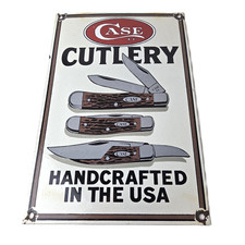 Vintage Case xx Knives Sign - Handcrafted Cutlery Porcelain Gas Pump Sign picture