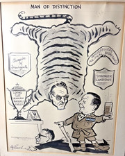 Original 1930's Pen & Ink Drawing Signed Hy Rosen NY Politics Rockefeller Wagner picture