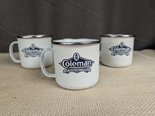 3 COLEMAN White Enamel 12oz Mugs 