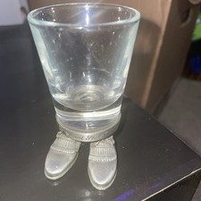 Shot Glass ,A Great Shot,Glass on Pewter Golf Shoes Marked Fort ,Bare Ware, NEW picture