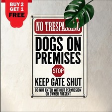 No Trespassing Guard Dogs On Premises Security Warning Metal Tin Sign 8x12 picture