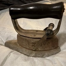 Antique Sad Iron Cordless Cast Metal Base with Wooden Handle Brown/Black picture
