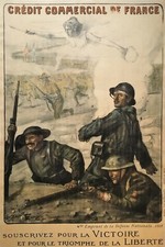 French Original 1918 Great War Bond Drive Poster featuring the main Allies picture