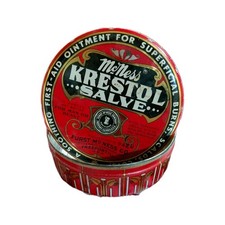McNess Krestol Salve Collectible Advertising Tin Red Black Gold picture