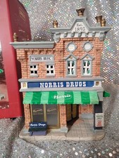Lemax Norris Drug Store Lighted Building Christmas Village 2006 picture