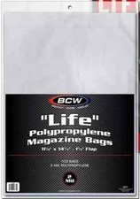 Pack /100 BCW Life Magazine Size Poly Bags - 11 1/8 x 14 1/8 - Acid Free sleeves picture