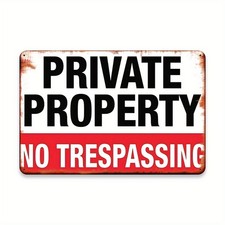 Tin Metal Signs Home Décor Rustic No Trespassing with Red Border& White Backg picture