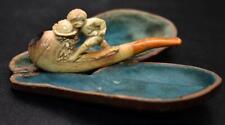 RARE TINY ANTIQUE 19thC CARVED BOY MEERSCHAUM PIPE IN CASE picture