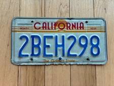 1983 to 1988 California License Plate picture