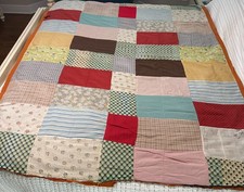 RARE Antique Handmade 1920's, 1930's  Depression Era Utility Patchwork Quilt picture