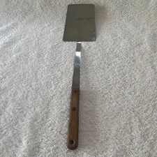 Vintage Mel Jax Stainless Steel Flat Spatula Wood Handle USA  EUC.  14”.      TH picture