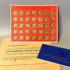 Presidential Hall Of Fame Solid Bronze Coin Collector’s Set VTG 1970 Shell Gas picture