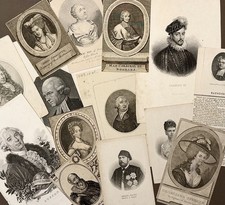 Lot of 18th/19th c Portrait Engravings Prints European Royalty Nobility Scholars picture