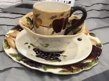 home interior 4 Piece tea cup small and lage plate and a small bowl set of four picture