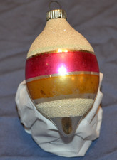 Vintage Shiny Brite  Mica Atomic Teardrop Glass Christmas Ornament MADE IN USA picture