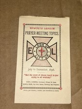 1896 Epworth League Prayer Meeting Topics Youth Methodist Episcopal Pamphlet  picture