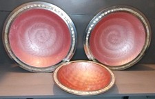 Rare Set Of 3 Julia Knight Mother Of Pearl & Enameled Pink Bowl Set picture