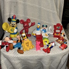 Vintage Mickey Mouse Disney Toy Figure Lot Arco Plane Set And More picture