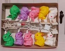 Vintage Easter 1980s Rabbit Bunny Light Cover String Light Set Works picture