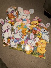 Vintage Easter Bunny  Cardboard Cutouts Wall Decorations Lot picture