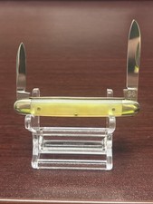 Bulldog Brand German Mini 2 Blade Pen Knife Gold Lip yellow Pearl Good Condition picture