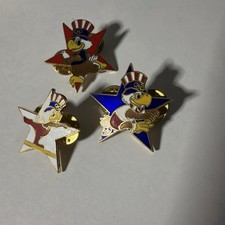 Vintage 1984 LA Olympics Sam the Eagle Sports Star Enamel Pins Lot of 3 picture