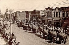 Newton Kansas Circus Elephants On Main Street RPPC Photo Postcard COPY picture
