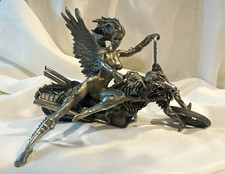 Franklin Mint Julie Bell Temptation Rides Pewter Motorcycle Sculpture 1999 picture