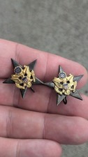WWII STERLING Earrings Set Army General Staff Syar Home Front Sweetheart WW2 picture
