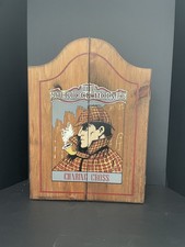 Vintage Sherlock Holmes Charing Cross Wooden Tobacco Pipe Cabinet Wall Rack picture