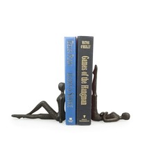 Danya B. Contemporary 2-Piece Ladies Stretching Cast Iron Metal Bookends, Gold picture