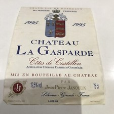 Chateau La Gasparde 1995 Vintage Wine Label Collectable Excellent Condition picture