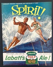 1961 CANADA CANADIAN AD BEER BREWERY LABATT'S 50 ALE WATER SKIING picture