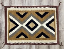 Authentic Vintage 50s Navajo Eye Dazzler Crystal Style Geometric Native Wool Rug picture