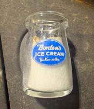 Borden's Vintage Ice Cream Clear Glass Bottle w/ Blue advertising Dairy Theme picture