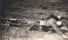 WWI German Army Soldiers Machine Gun Helmet Real Photo Postcard RPPC picture