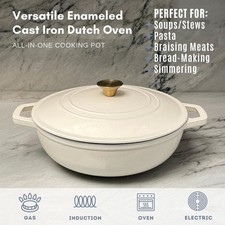 CREAM - LEXI HOME ENAMELED 5QT CAST IRON DUTCH OVEN BRAISER picture