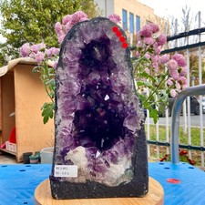 22.7LB Natural Amethyst Geode Quartz Crystal Cluster Cathedral Energy healing picture