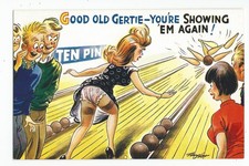 Saucy Postcard: Good Old Gertie Showing 'em Again Legs, Undergarment, Bowling picture