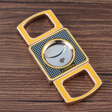 Double Blade Cigar Cutter Stainless Steel Guillotine Scissors Knife w/ Gift Box picture
